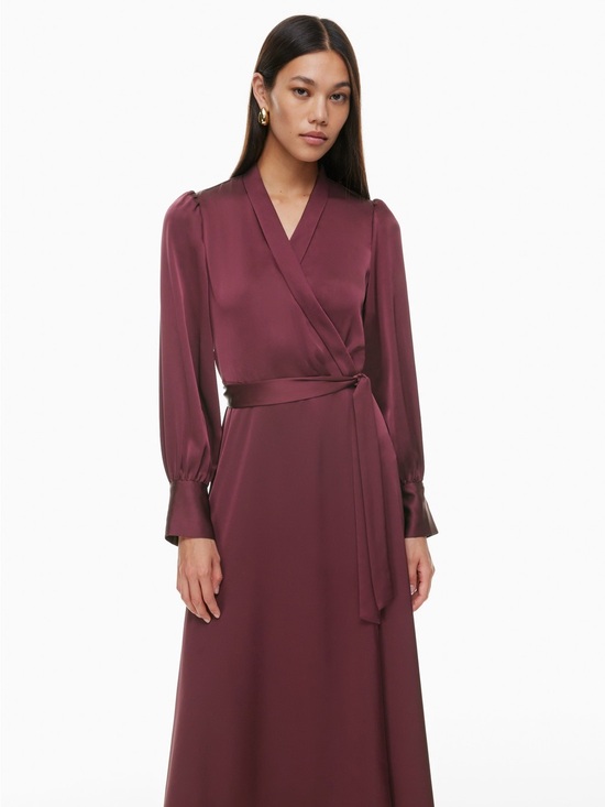 Aritzia Dresses & Skirts - Babaton - Hyde Satin Midi Dress - Burgundy